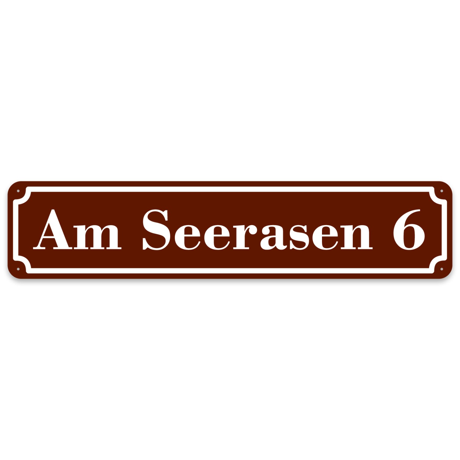 0. Foto Hausnummer und Straße Schild lang braun mit Wunschdruck