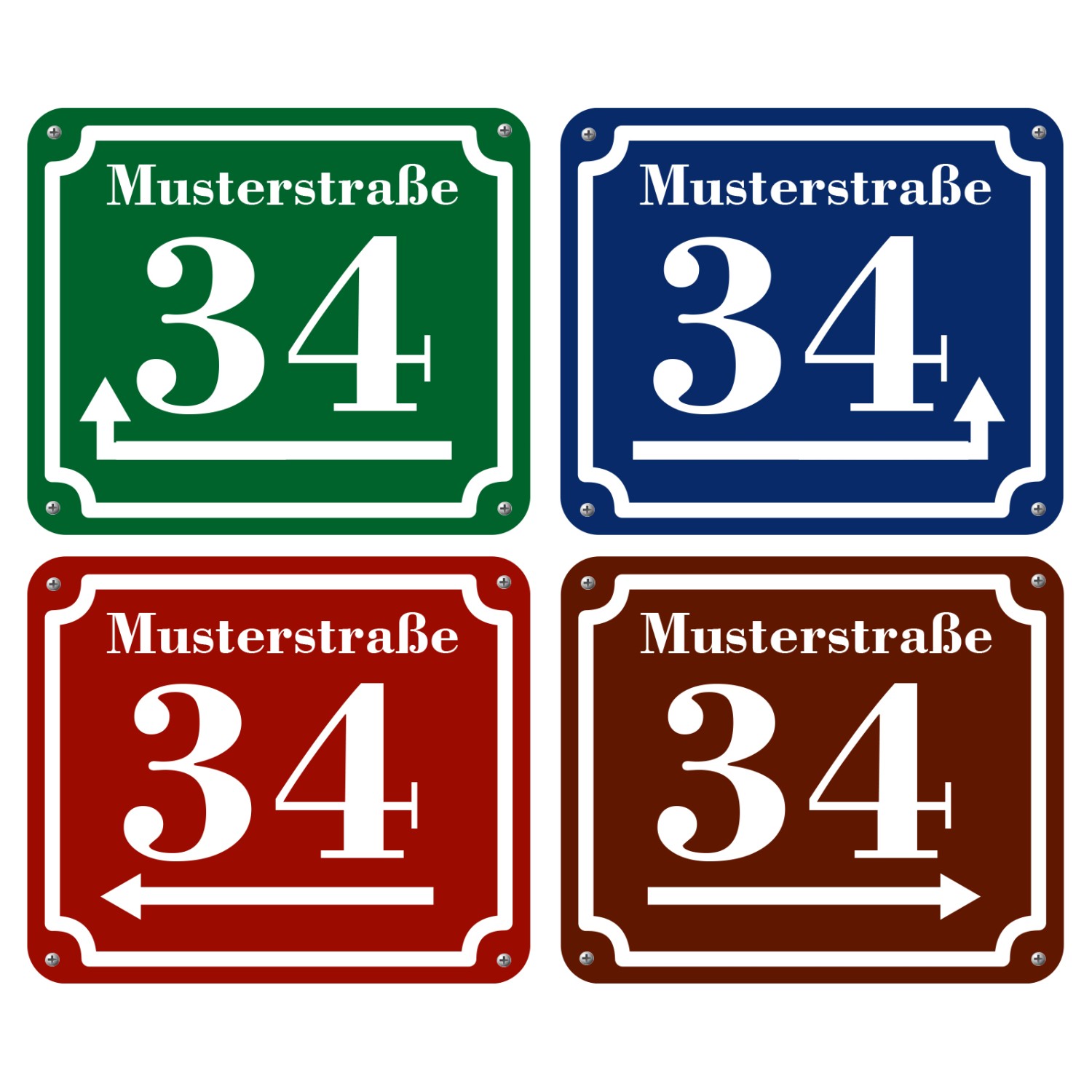 1. Foto Hausnummer und Straße Schild Retrodesign Aluverbund drucken nach Wunsch (Grundfarbe Schild: blau Größe Schild: 20 x 17 cm für 1-2 Zeichen)