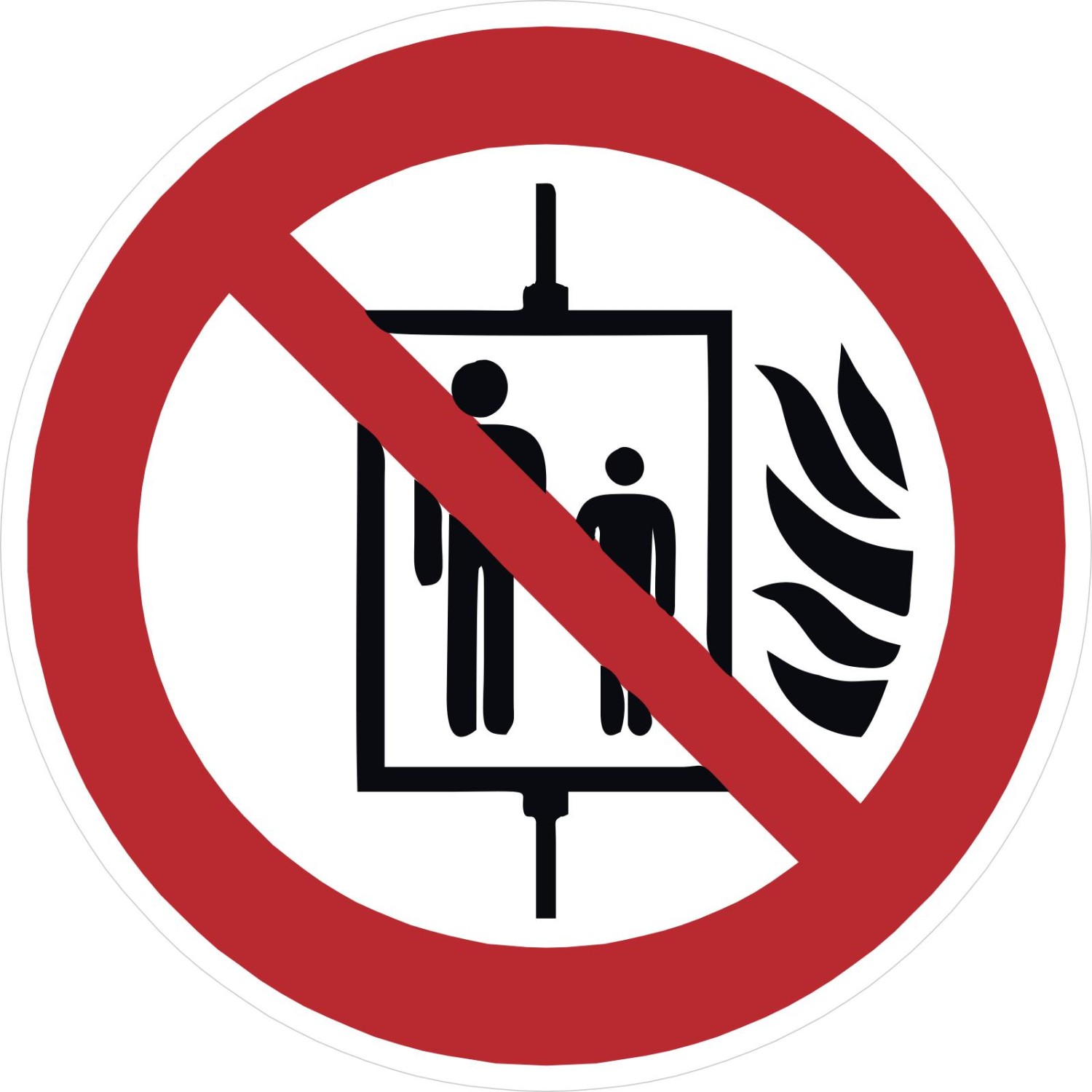 Aufkleber Aufzug im Brandfall nicht benutzen P020 (Material und Größe: 20 Stück Aufkleber 5 cm)