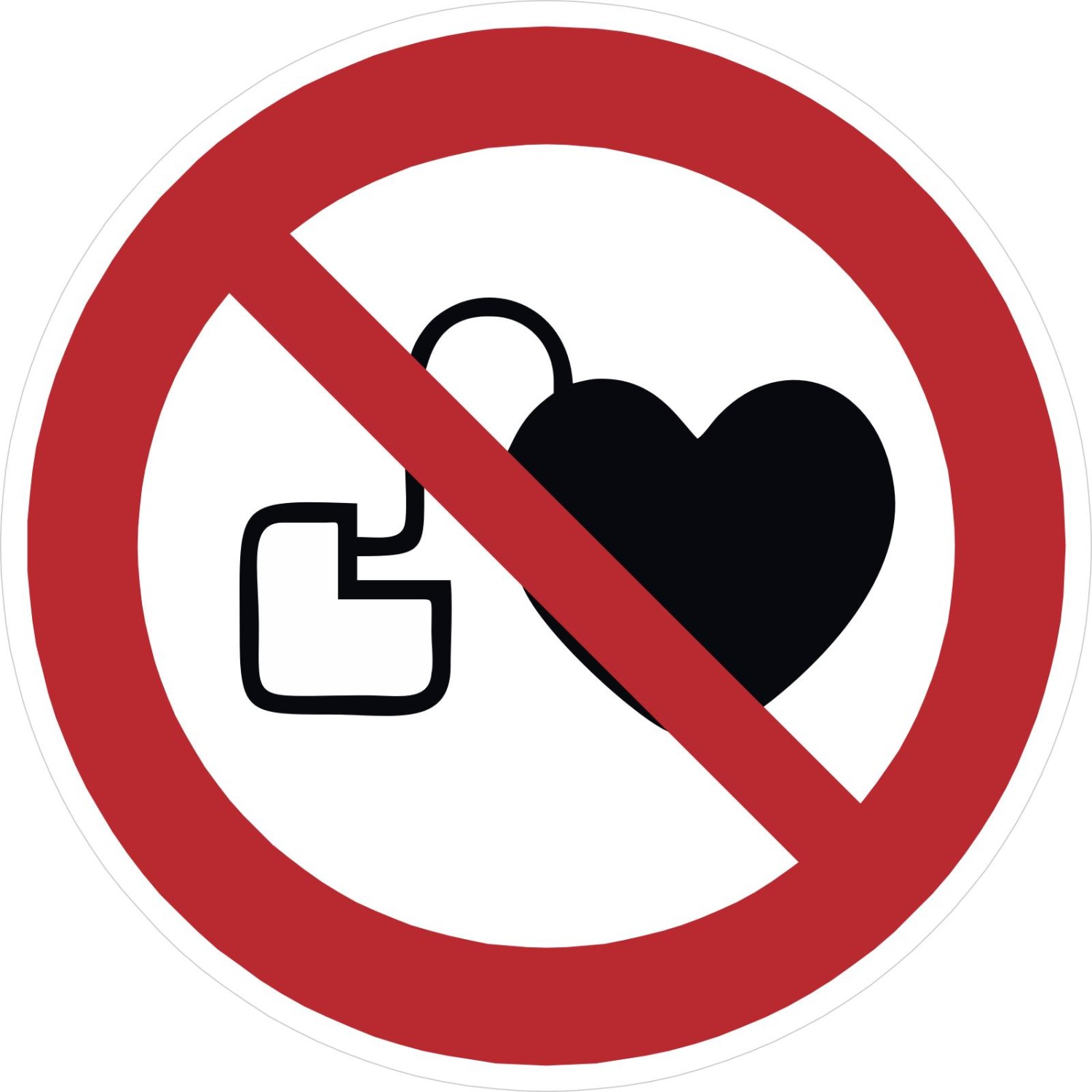 Aufkleber Kein Zutritt für Personen mit Herzschrittmachern P007 (Material und Größe: 20 Stück Aufkleber 5 cm)
