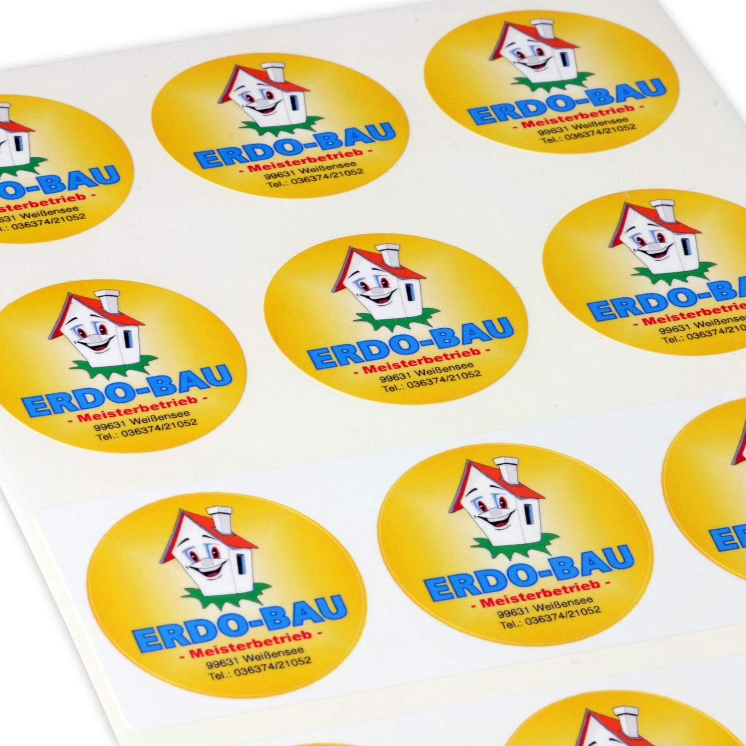 0. Foto Etiketten PP Folie satiniert Druck mit Logo farbig bedruckt (Etikettenformat: 58 x 36 mm eckig)