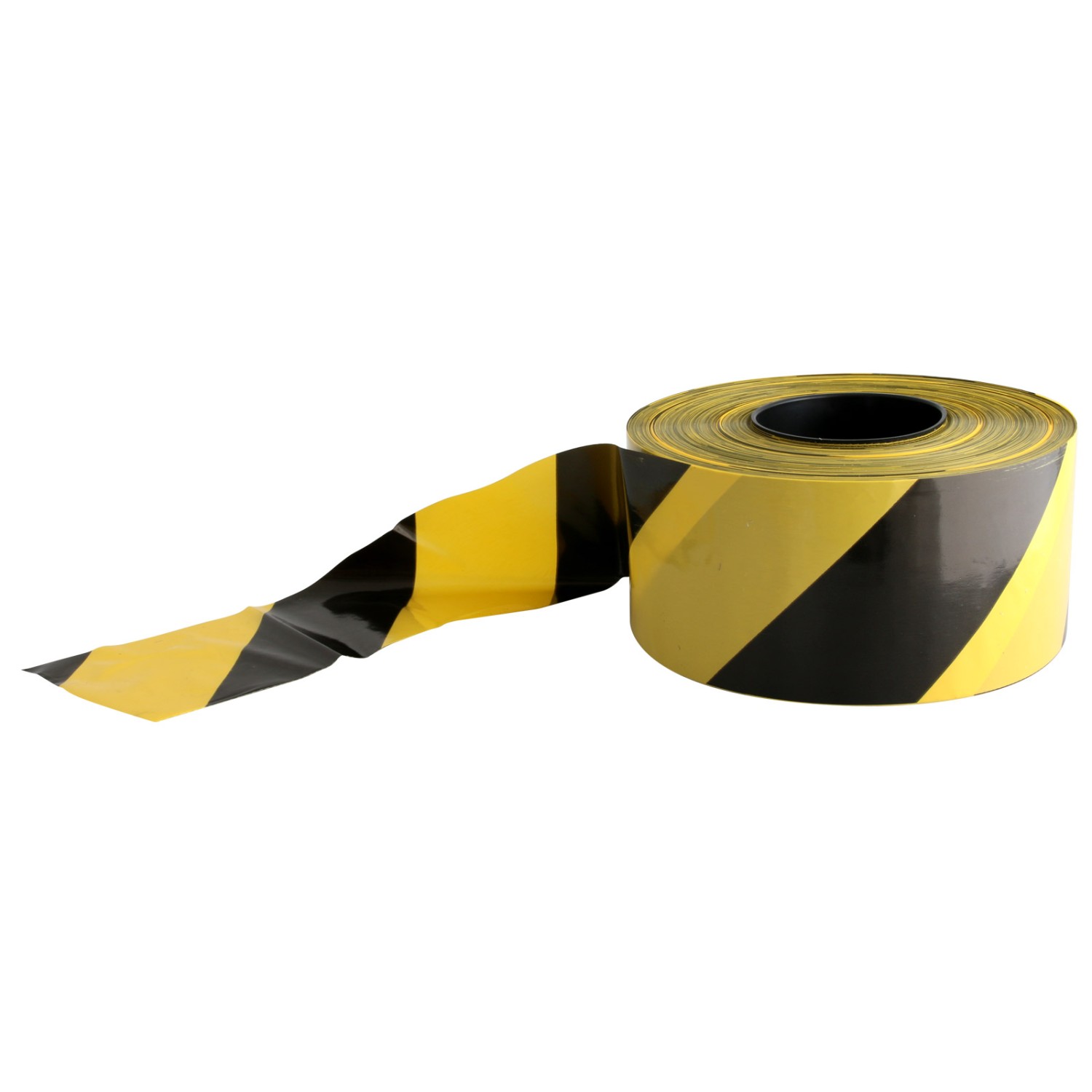 2. Foto Absperrband Flatterband Warnband schwarz-gelb 80 mm reißfest 500 Meter