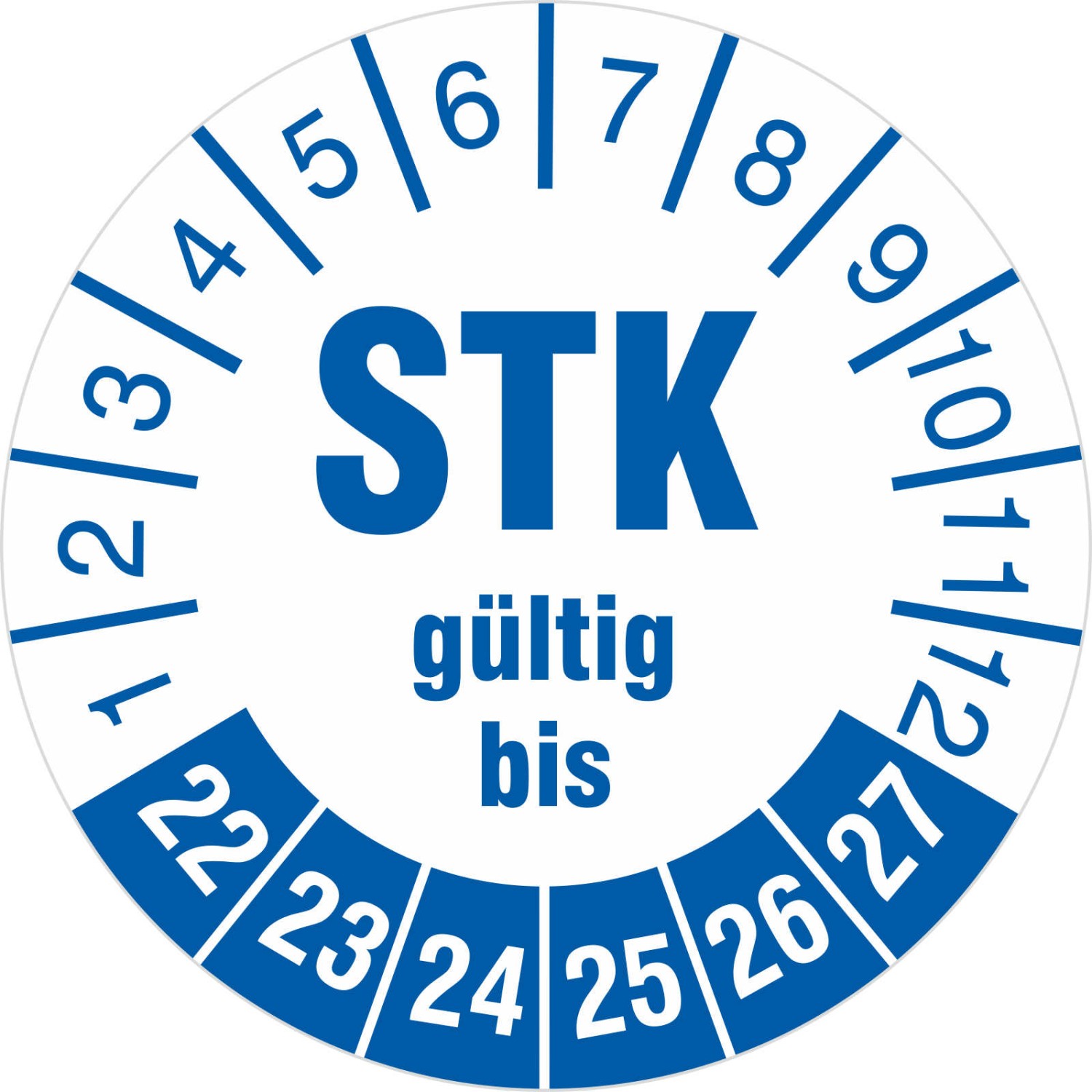 STK Prüfung Medizintechnik geprüft Prüfetiketten Prüfplaketten 2022-27 (Durchmesser: 18 mm)