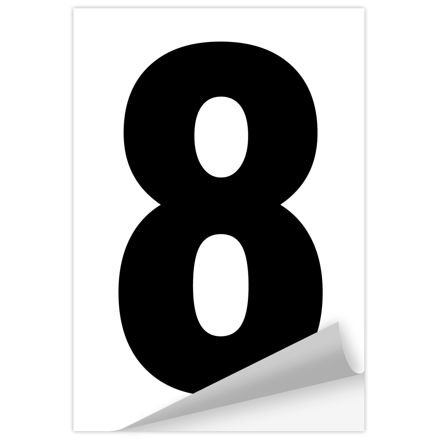 2. Foto Zahlen schwarz auf weiß 80 mm hoch wetterfest als Aufkleber Klebezahlen Regalbeschriftung (Zahl: 0 bis 9 komplett)