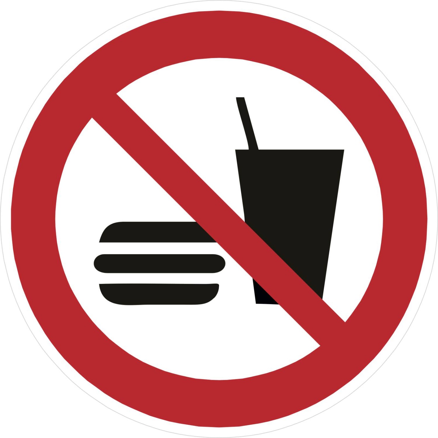 Aufkleber Essen und Trinken verboten P022 (Material und Größe: 20 Stück Aufkleber 5 cm)