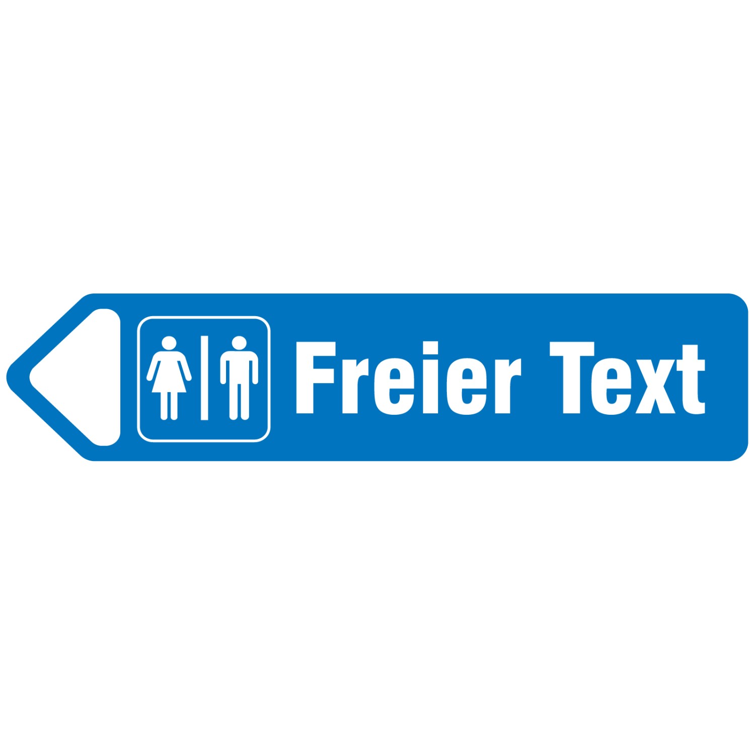 WC Schild Aluverbund mit Pfeil Meterangabe oder freier Text (Pfeilrichtung: links eigene Meterangabe: ja, im Warenkorb gestalten)