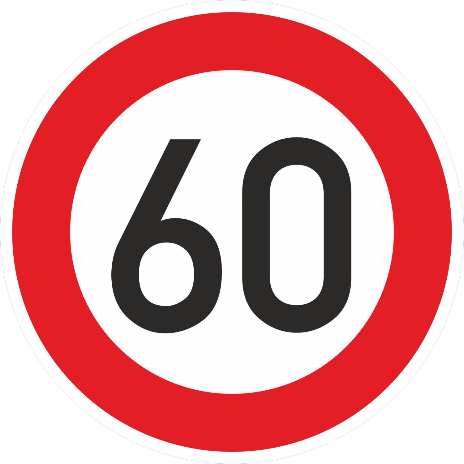 0. Foto Schild Zulässige Höchstgeschwindigkeit 60 km/h STVO (Material und Größe: Schild reflektierend 40cm)