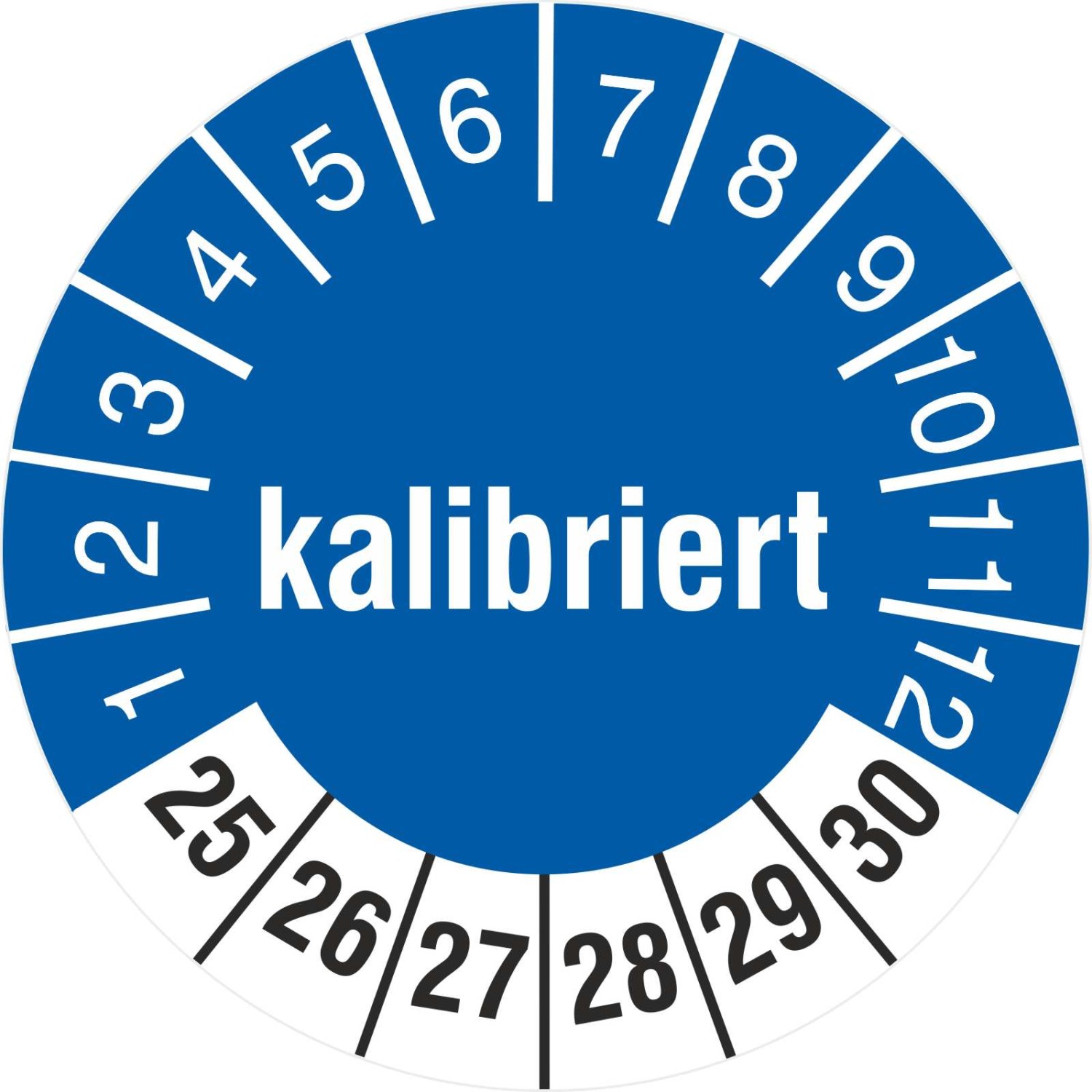 Prüfetiketten kalibriert 2025-2030 Aufkleber Prüfplakette 18 und 30 mm (Durchmesser: 30 mm)