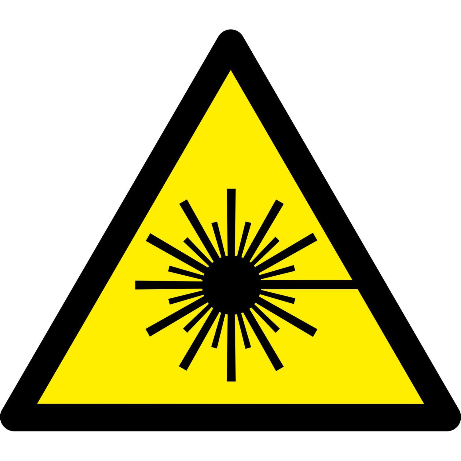 Aufkleber Warnung vor Laserstrahl W004 (Material und Größe: Aufkleber 2,5 cm 99 Stück)