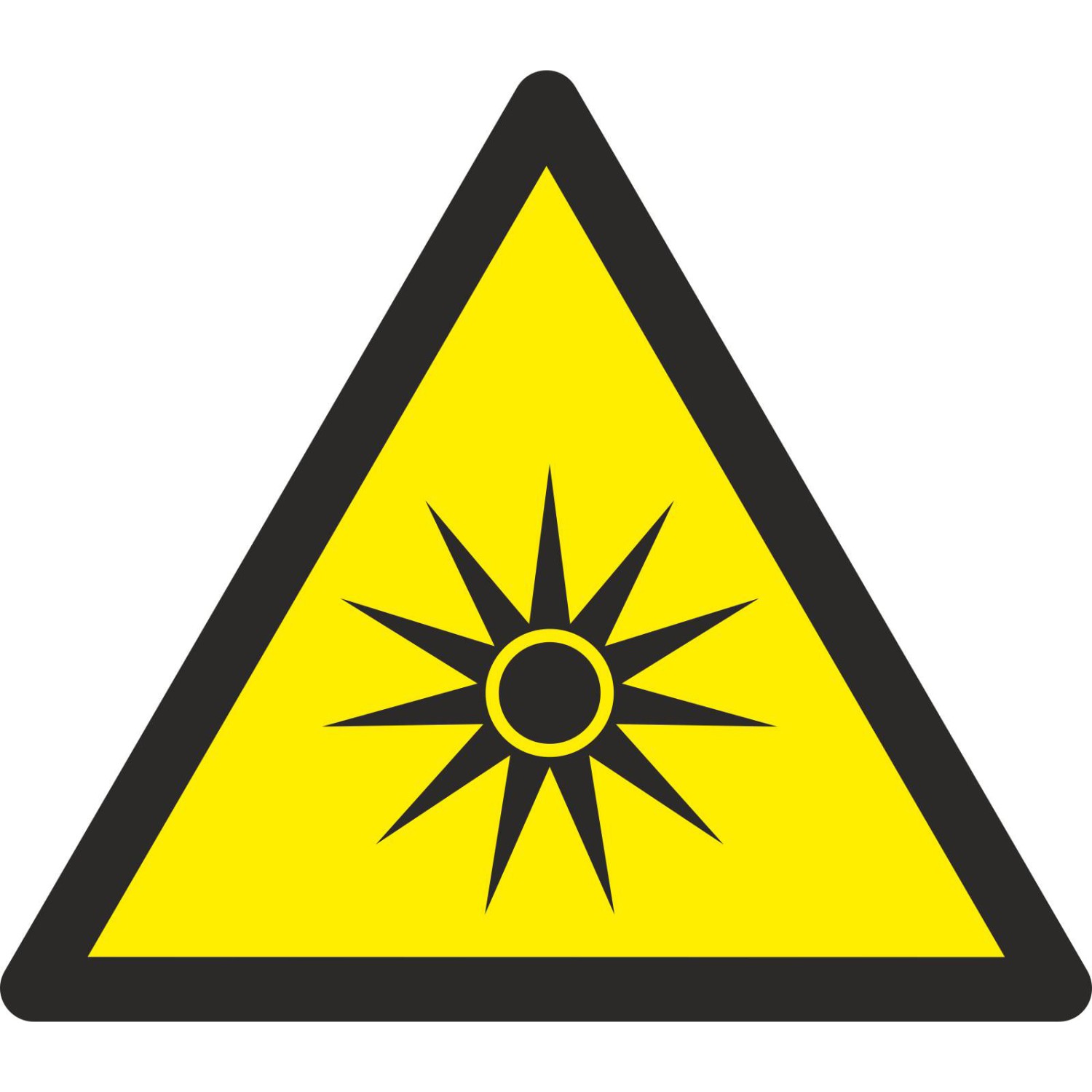 Aufkleber Warnung vor optischer Strahlung W027 (Material und Größe: Aufkleber 2,5 cm 99 Stück)