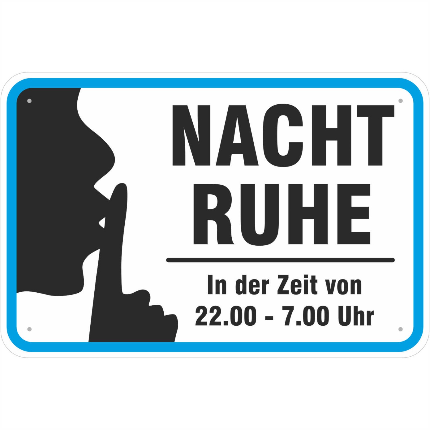 Aufkleber Nachtruhe Ruhe halten 22 bis 7 Uhr (Material und Größe