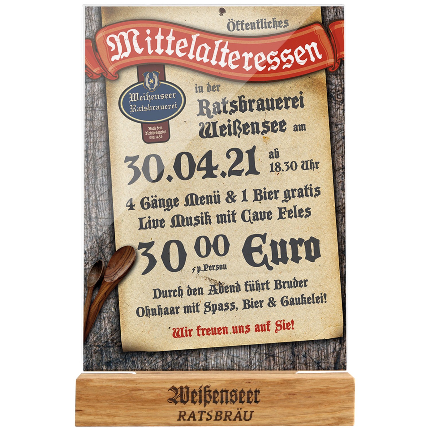 1. Foto Tischaufsteller GARSLEV A6 Holz mit Acrylscheibe