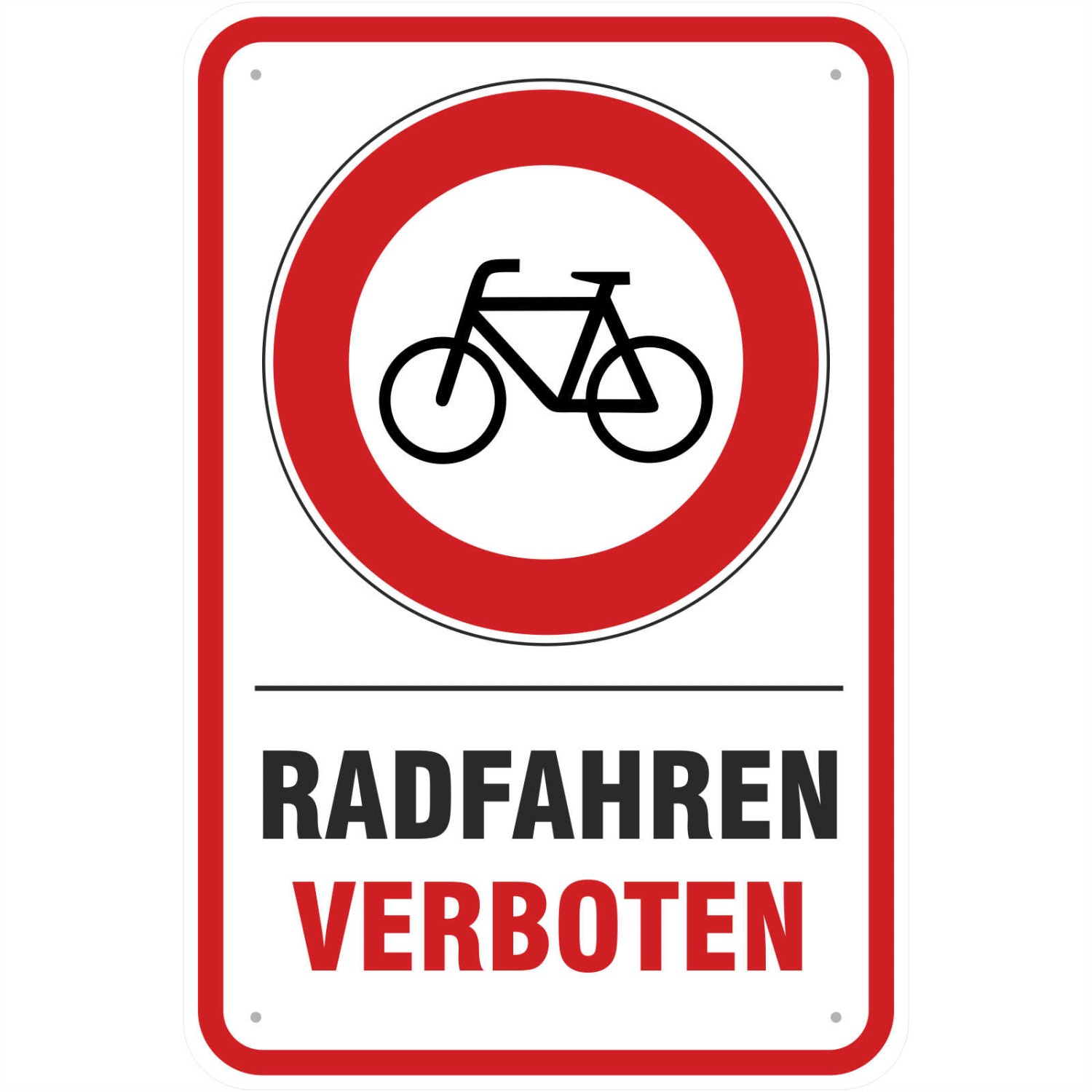 Aufkleber Radfahren Radfahrer verboten mit Symbol (Material und Größe: Aufkleber 20x30cm)