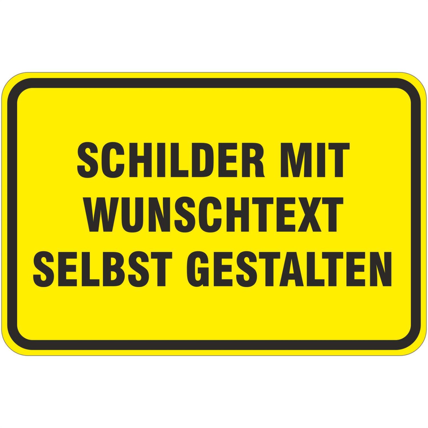 1. Foto Schild mit Wunschtext selbst gestalten (Farbe: gelb schwarzer Rahmen Größe: 30 x 20 cm)