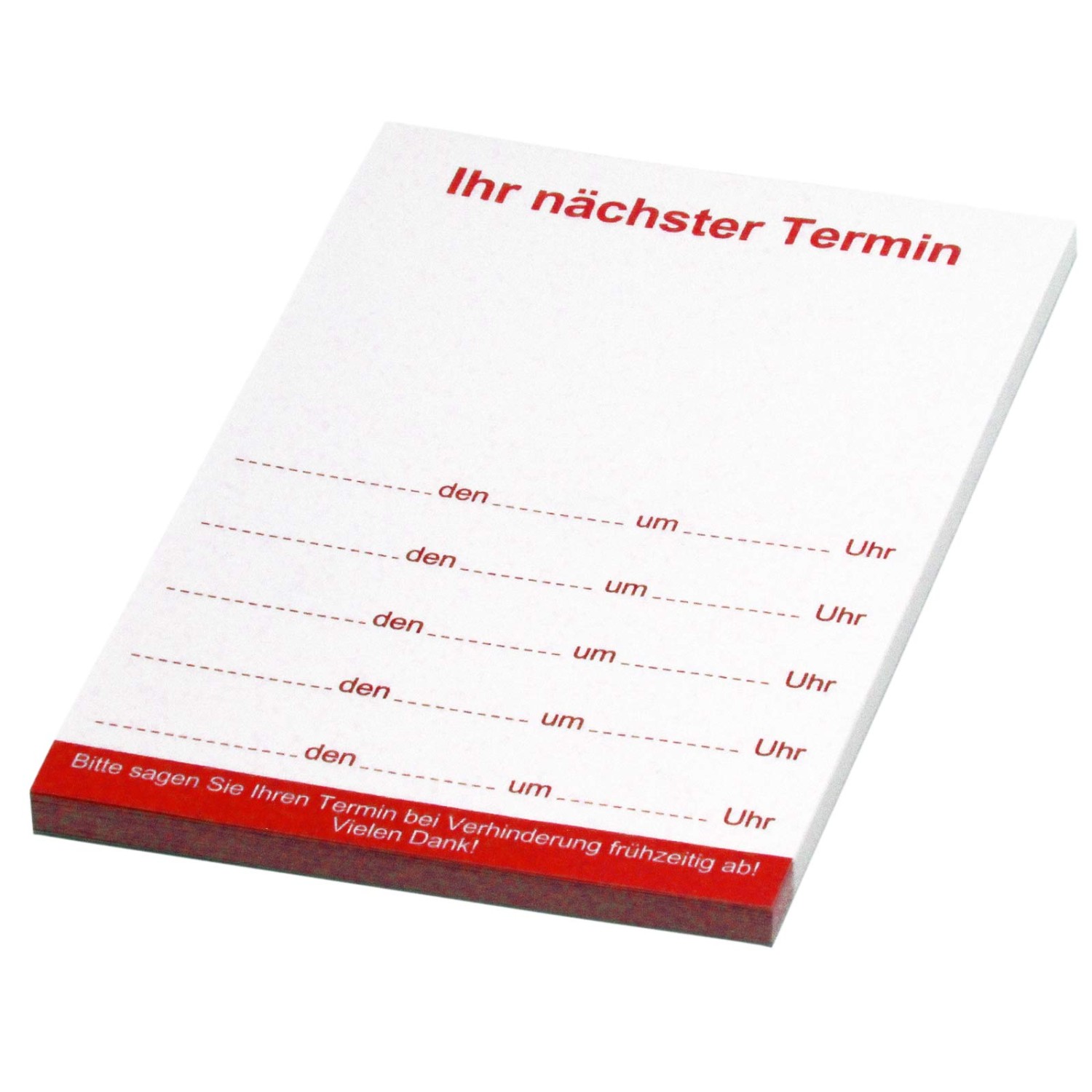Terminblöcke nächster Termin Terminkarten 74x105 mm Terminzettel Terminblock 40 Blatt (Blockfarbe: rot)