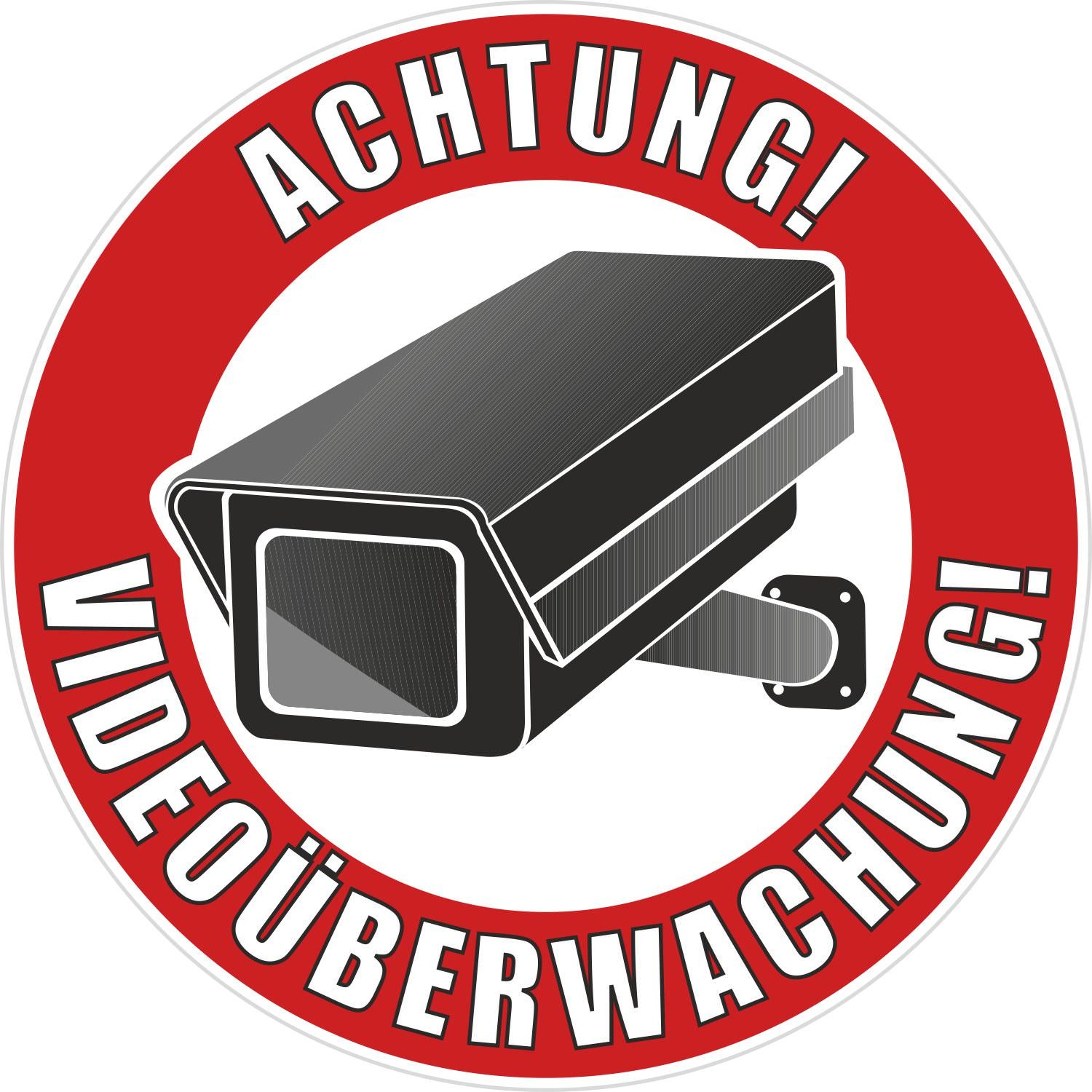 Aufkleber Achtung Video Videoüberwachung rund (Größe: 10 x 10 cm)