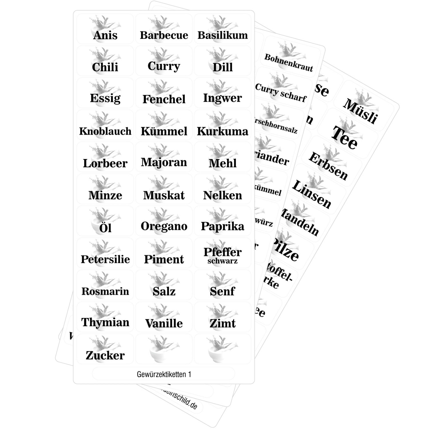 0. Foto Gewürzetiketten Vorratsetiketten 32x17mm (Farbe: weiß Sorte (siehe Text): Teil 1, 2 und 3)