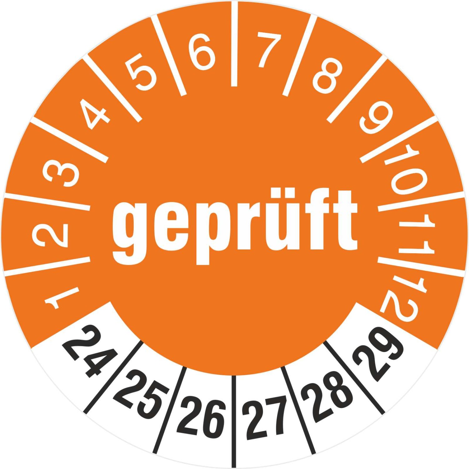 Prüfetiketten geprüft 2024-2029 Prüfplaketten (Durchmesser: 30 mm)