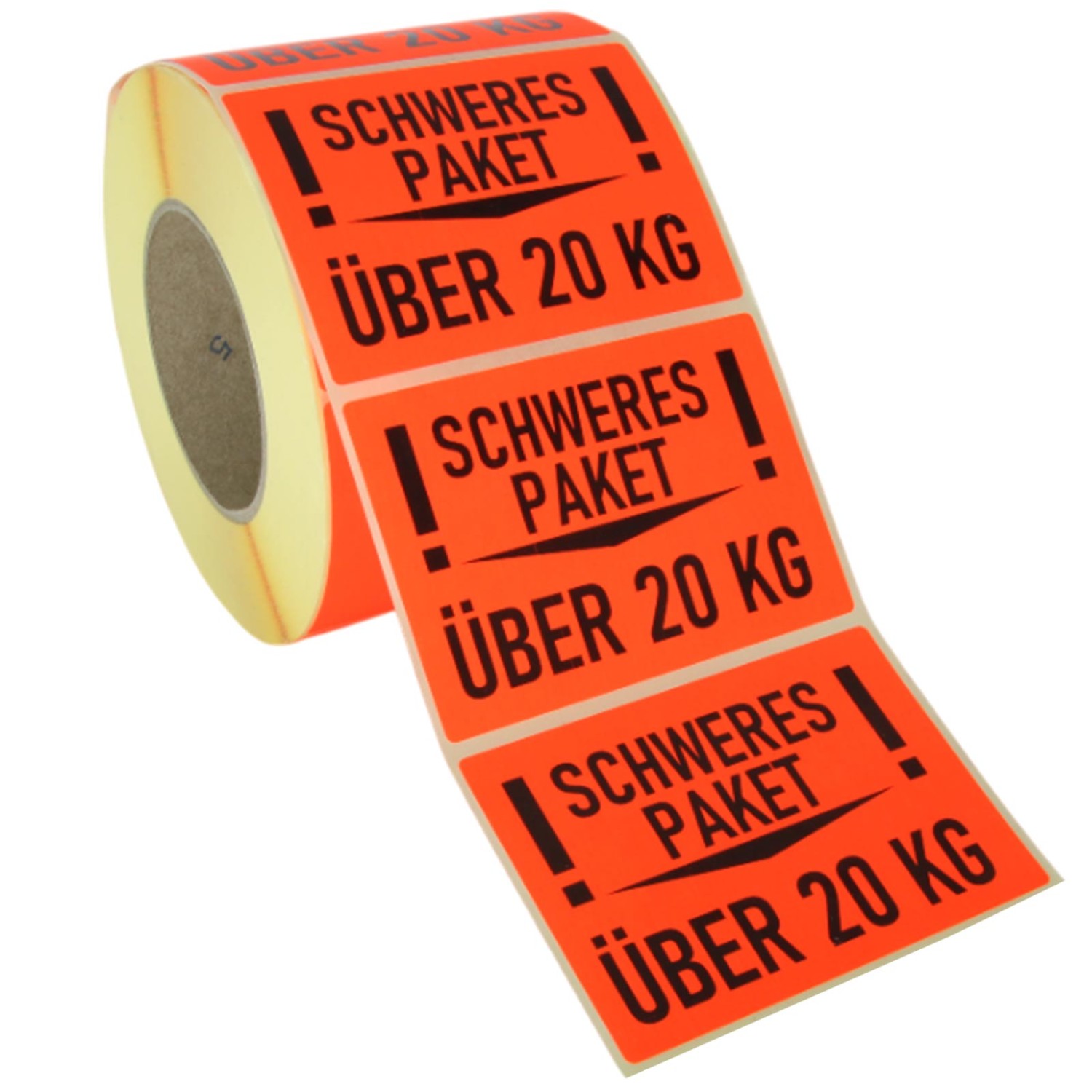 2. Foto Etiketten Achtung schweres Paket über 20 kg leuchtend rot Haftpapier