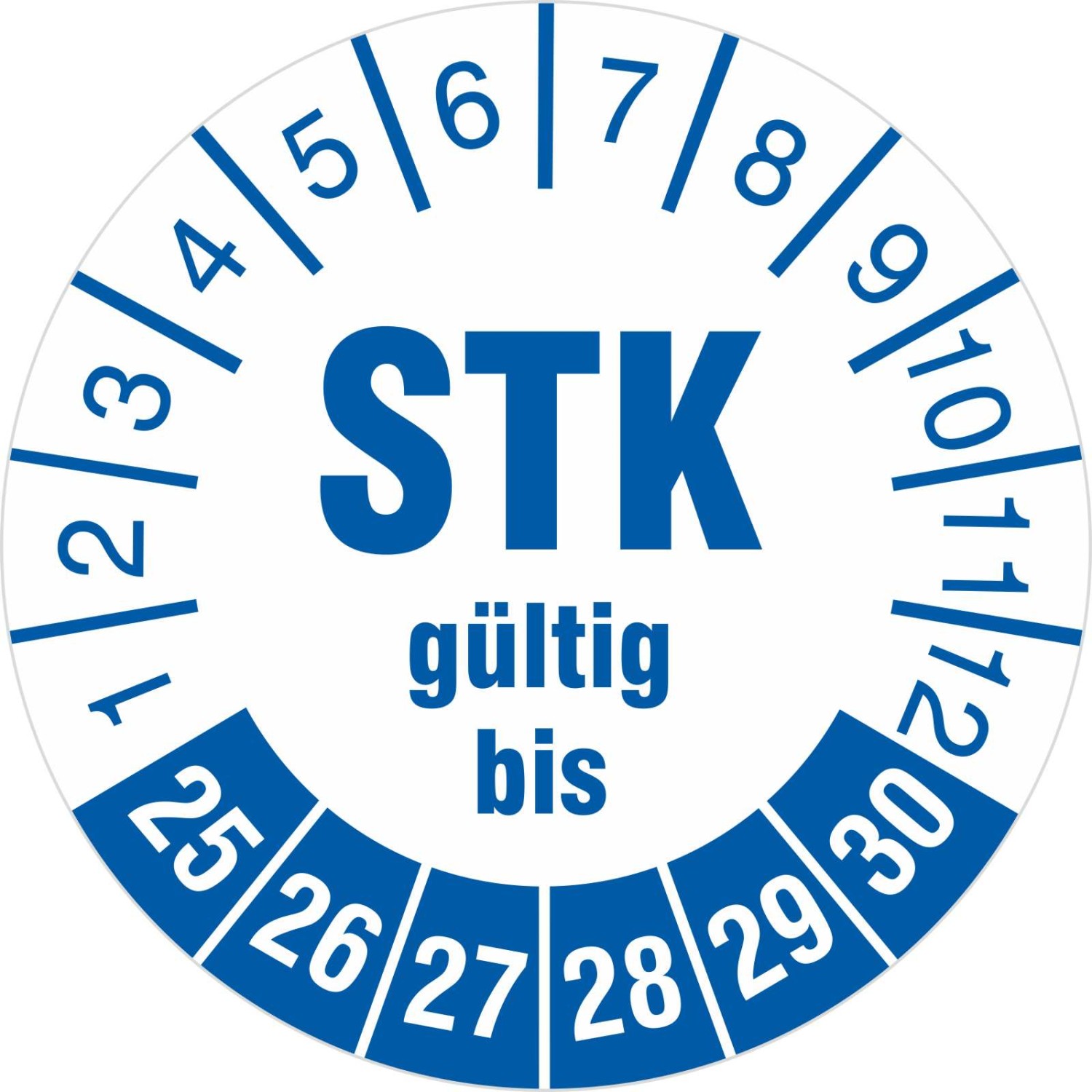 Prüfetiketten STK Prüfung Medizintechnik 2025-2030 Prüfplaketten (Durchmesser: 30 mm)