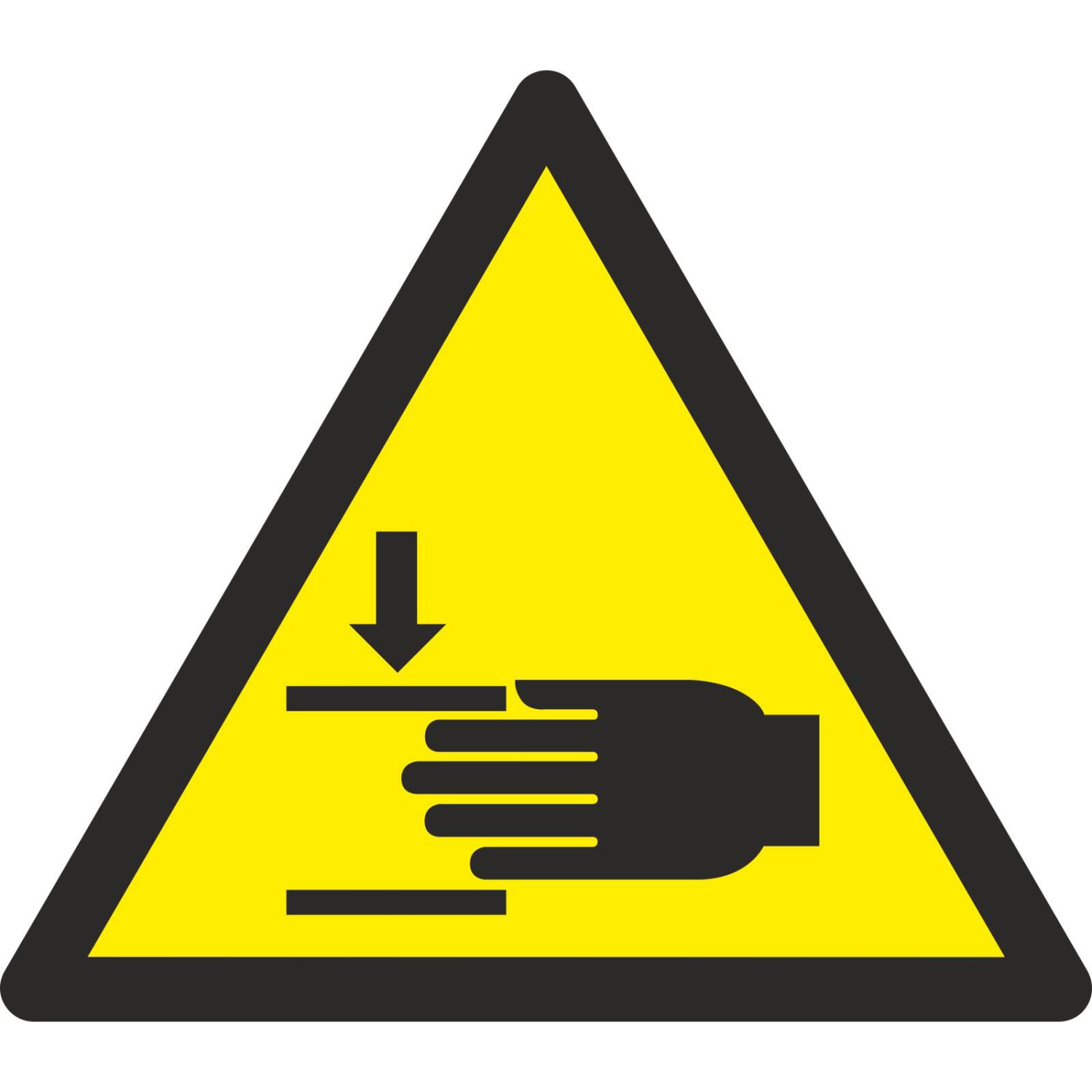 Aufkleber Warnung vor Handverletzungen W024 (Material und Größe: Aufkleber 2,5 cm 99 Stück)