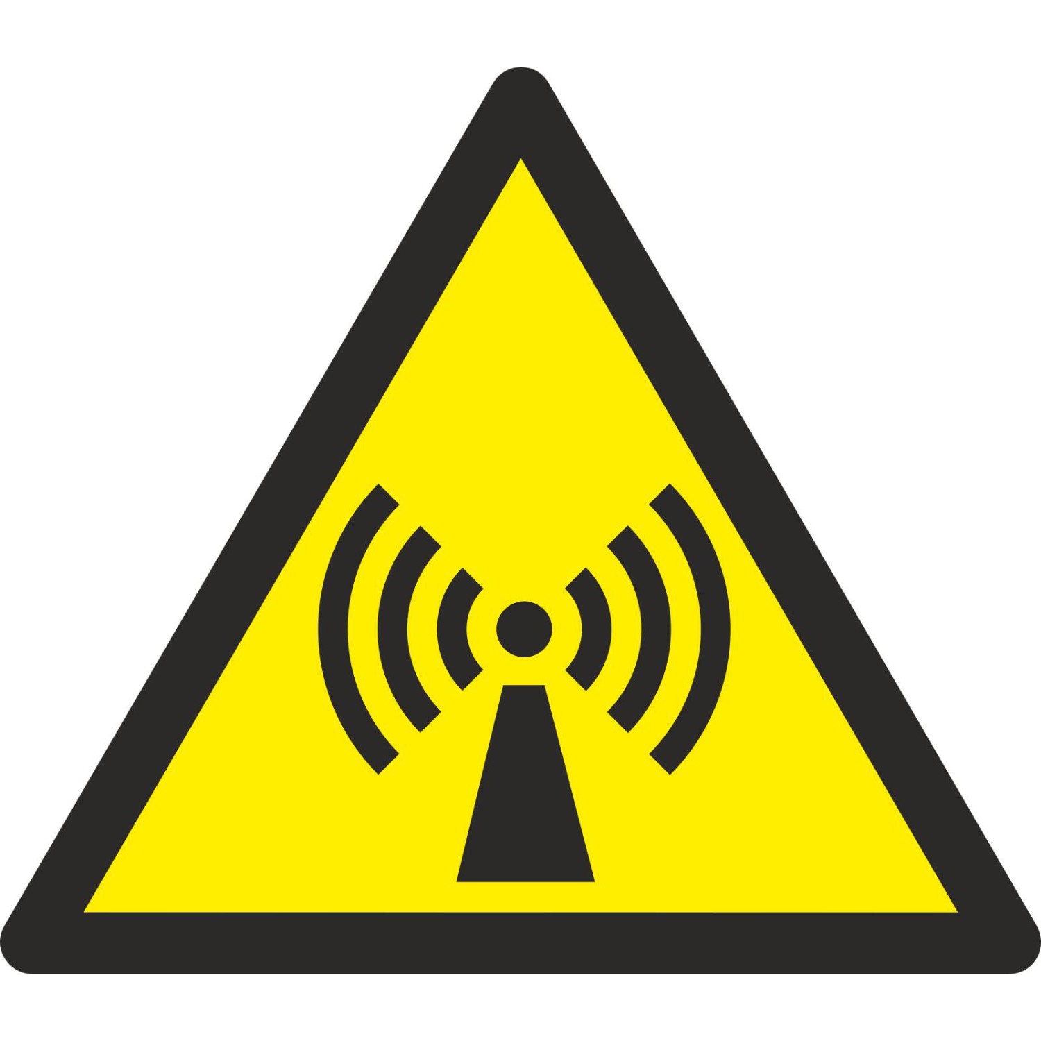 0. Foto Schild Warnung vor nicht ionisierender Strahlung W005 (Material und Größe: Schild 40 cm)