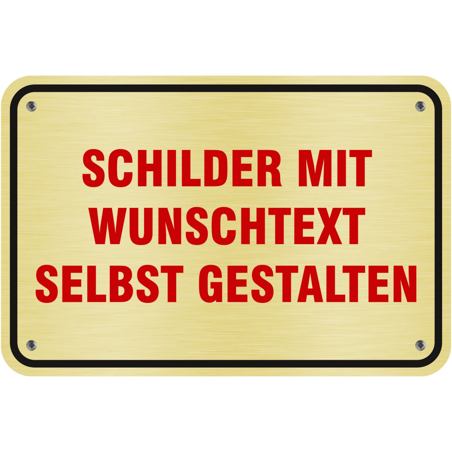 Schild mit Wunschtext Gold gebürstet 90x60 cm Aluverbund selbst gestalten