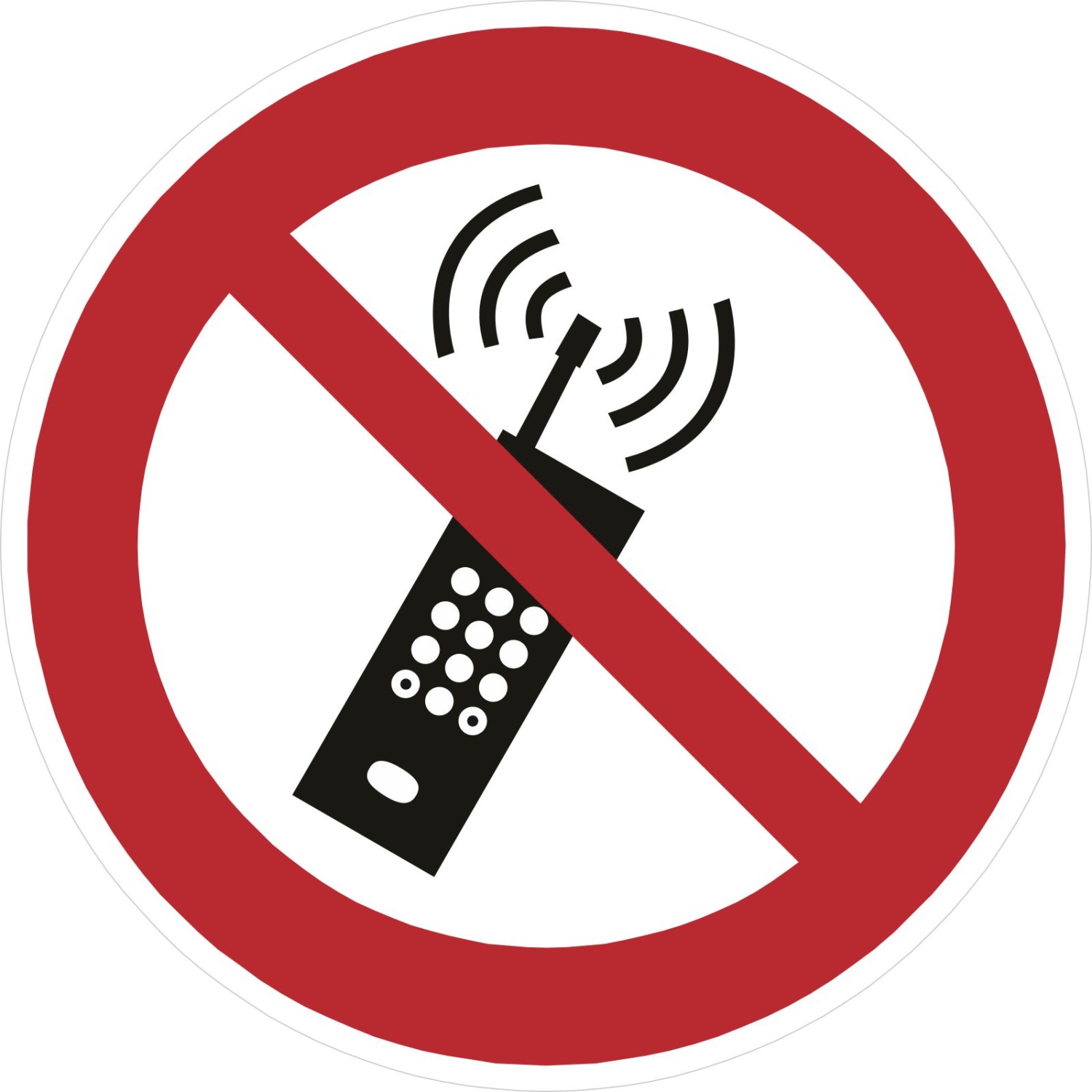 Aufkleber Eingeschaltete Mobiltelefone Handys verboten P013 (Material und Größe: Aufkleber 10 cm)