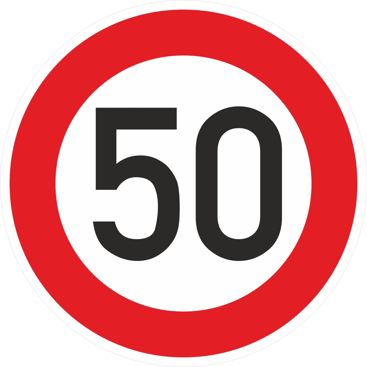 0. Foto Schild Zulässige Höchstgeschwindigkeit 50 km/h STVO (Material und Größe: Schild reflektierend 40cm)