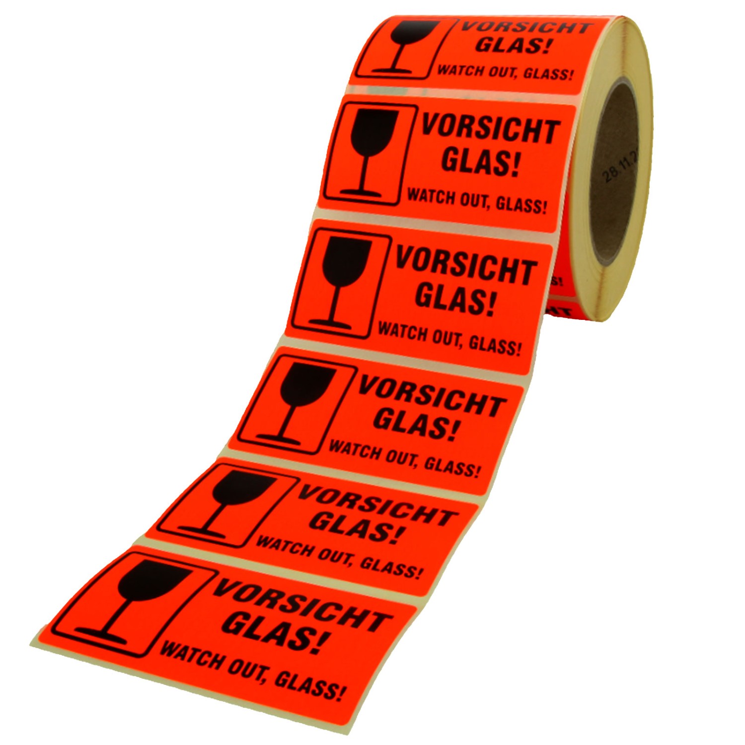 0. Foto Etiketten Vorsicht Glas zerbrechlich Haftpapier 100 x 50 mm leuchtend rot