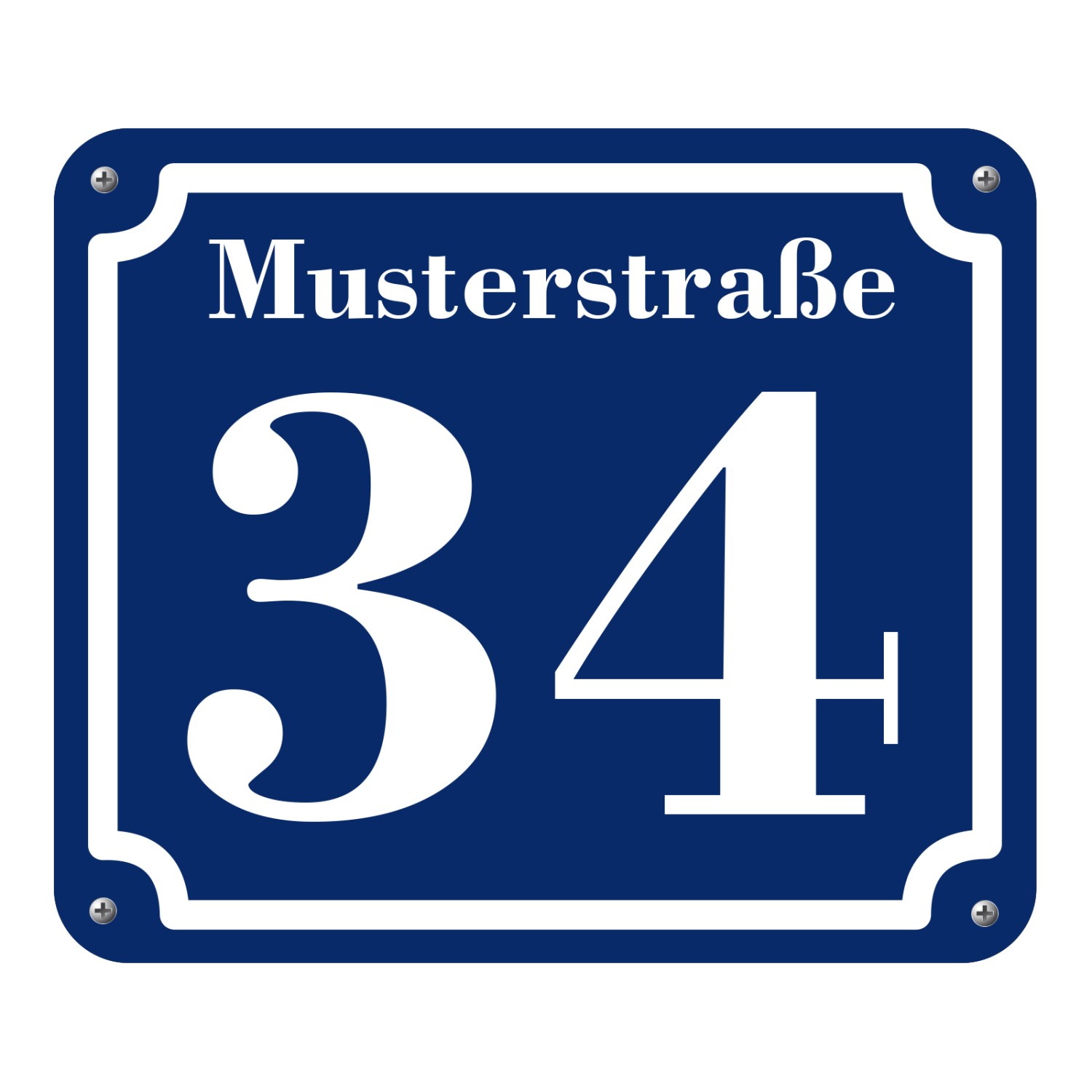 0. Foto Hausnummer und Straße Schild Retrodesign Aluverbund drucken nach Wunsch (Grundfarbe Schild: blau Größe Schild: 20 x 17 cm für 1-2 Zeichen)