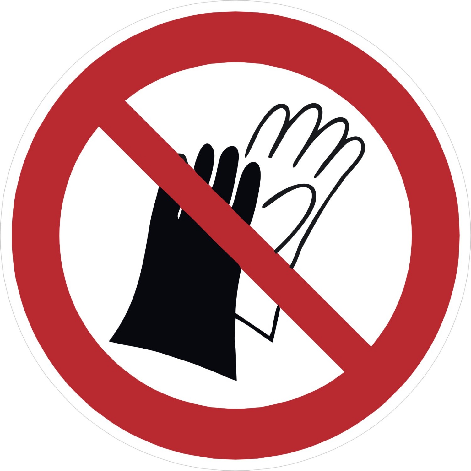 Aufkleber Benutzen von Handschuhen verboten P028 (Material und Größe: 20 Stück Aufkleber 5 cm)