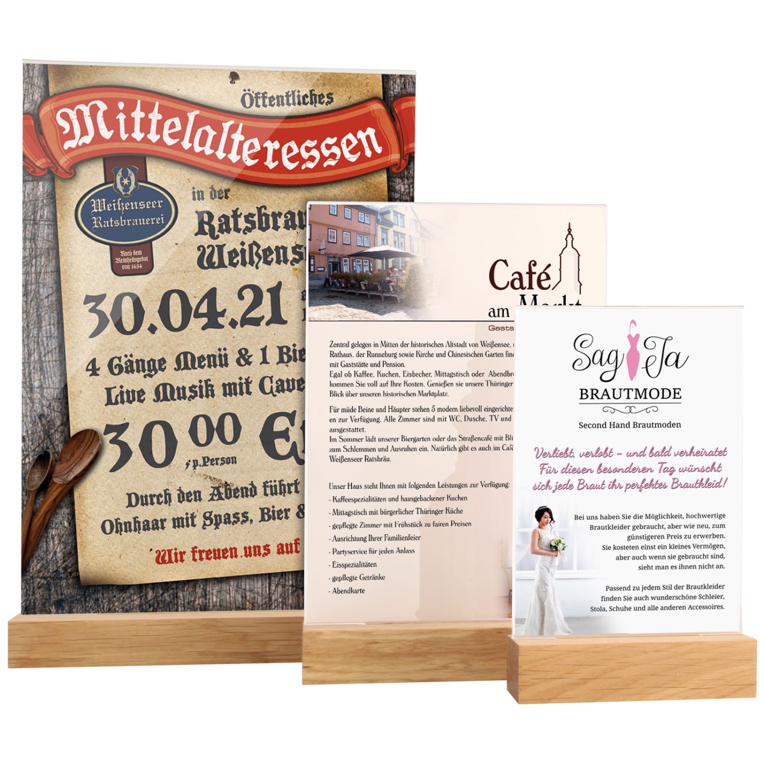 3. Foto Tischaufsteller GARSLEV A6 Holz mit Acrylscheibe