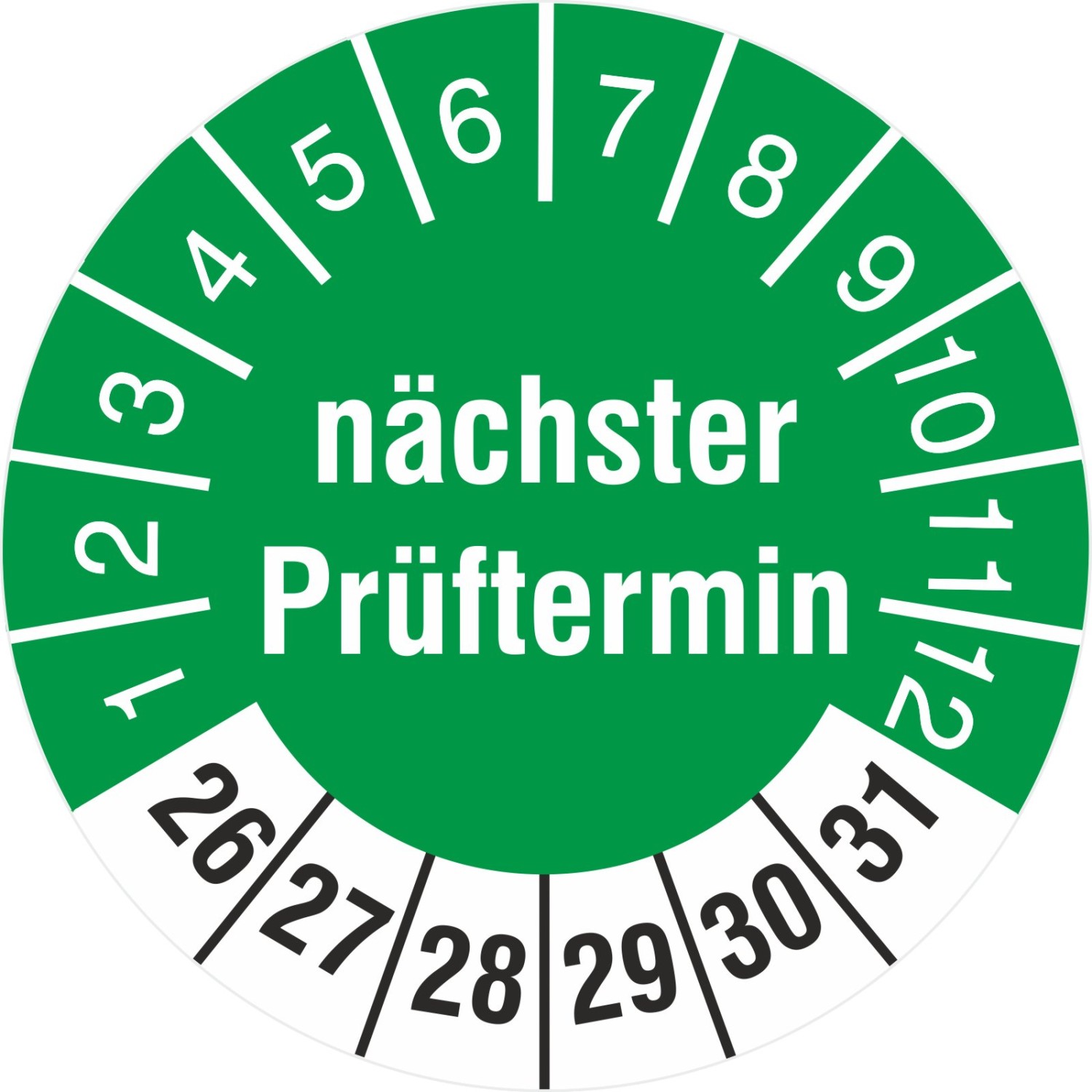 Prüfetiketten nächster Prüftermin 30 mm 2026-2031 Prüfplakette