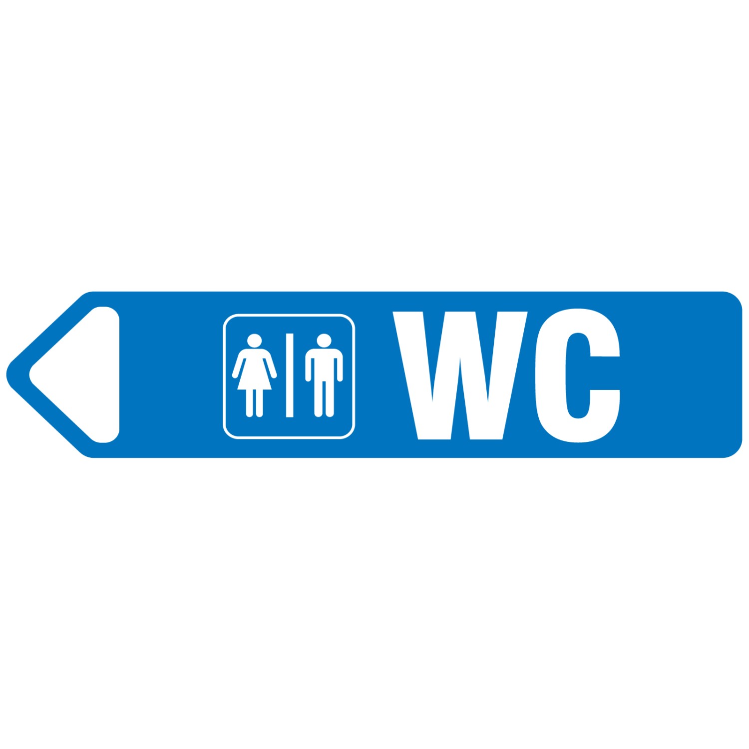 WC Schild Aluverbund mit Pfeil Meterangabe oder freier Text (Pfeilrichtung: links eigene Meterangabe: nein)