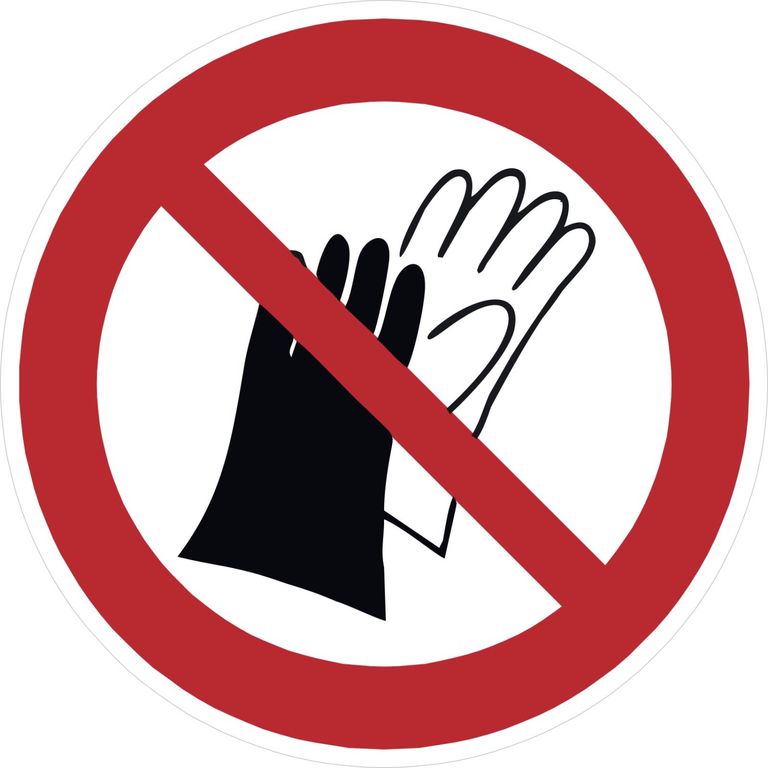 Schild Benutzen von Handschuhen verboten P028 (Material und Größe: Schild 40 cm)