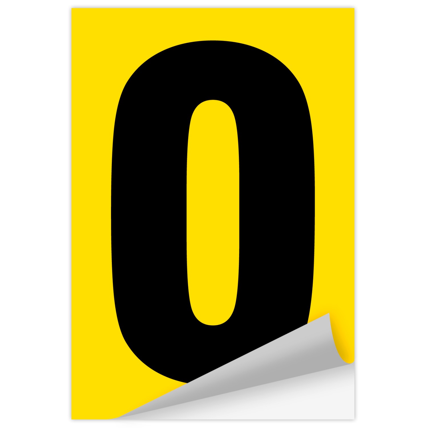 Zahlen schwarz auf gelb 80 mm hoch wetterfest als Aufkleber Klebezahlen Regalbeschriftung (Zahl: 0)