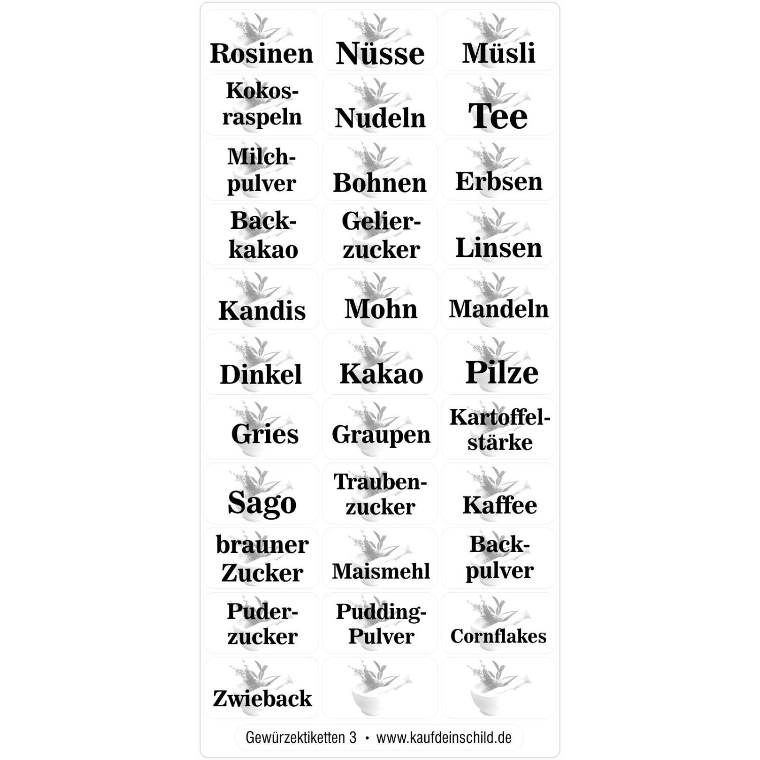 0. Foto Gewürzetiketten Vorratsetiketten 32x17mm (Farbe: transparent Sorte (siehe Text): Teil 3)