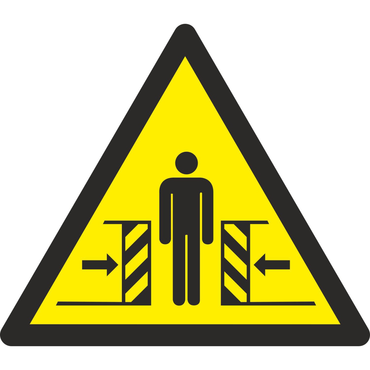 0. Foto Schild Warnung vor Quetschgefahr W019 (Material und Größe: Schild 40 cm)