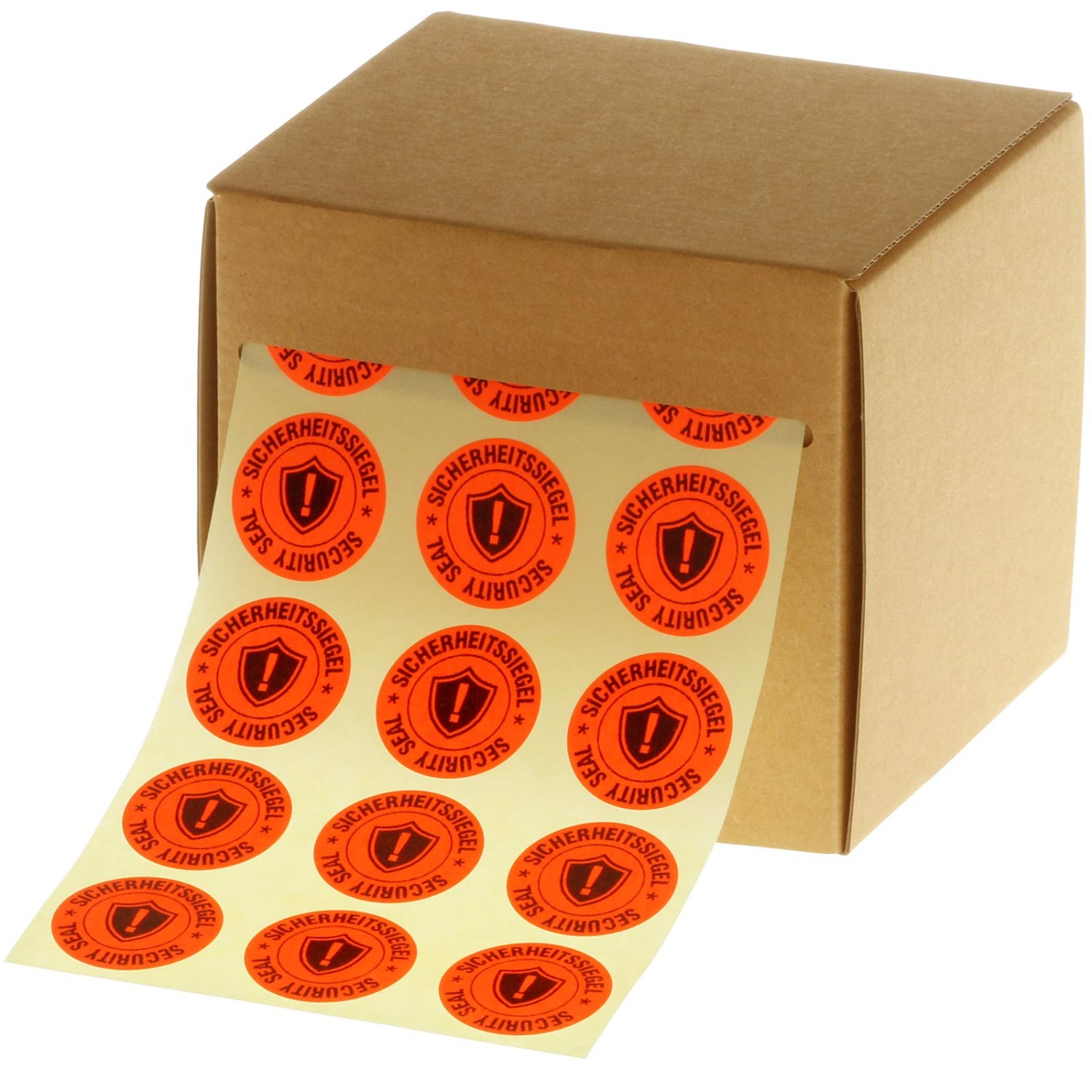 2. Foto Sicherheitssiegel Garantiesiegel für Pakete Haftpapier 30 mm rund leuchtend rot mit Spenderbox