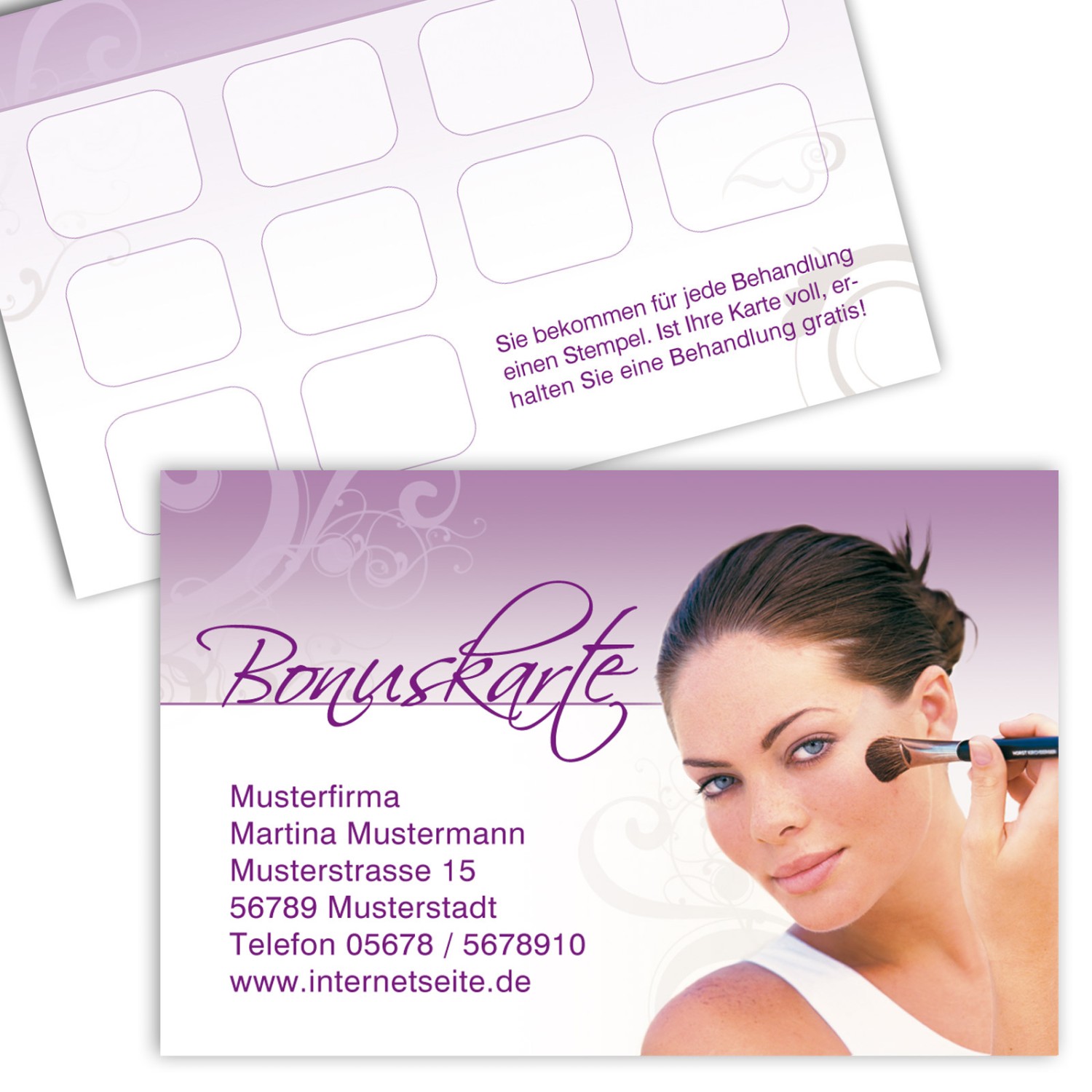 Kosmetik Pass Bonuskarte Kosmetik Treuekarte Gutschein (Firmeneindruck: ja)